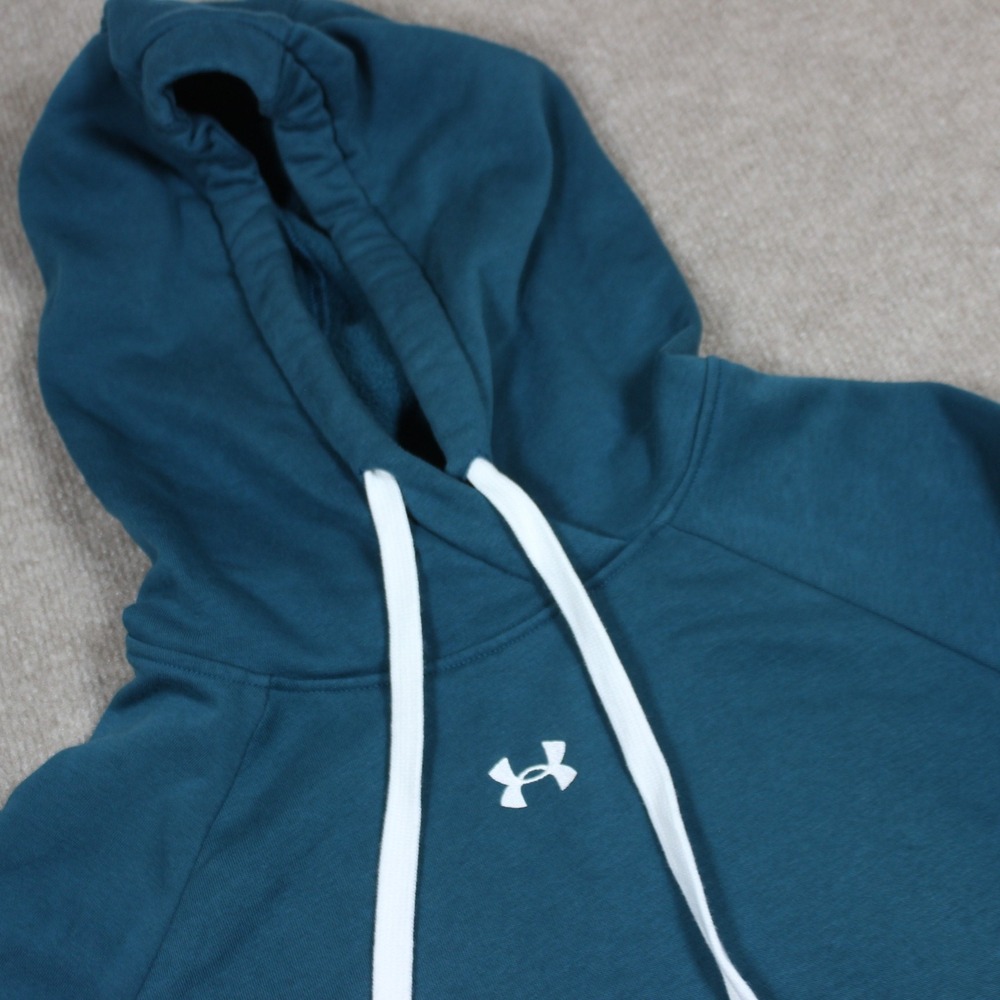Under Armour Rival Fleece Hoodie Womens XS Teal Blue Pullover Sweatshirt Loose